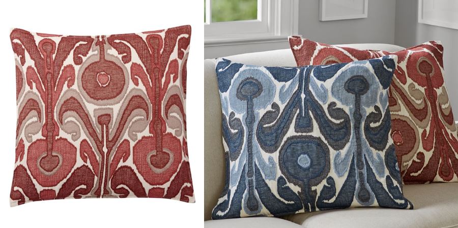 Ikat pillow in chutney from Pottery Barn