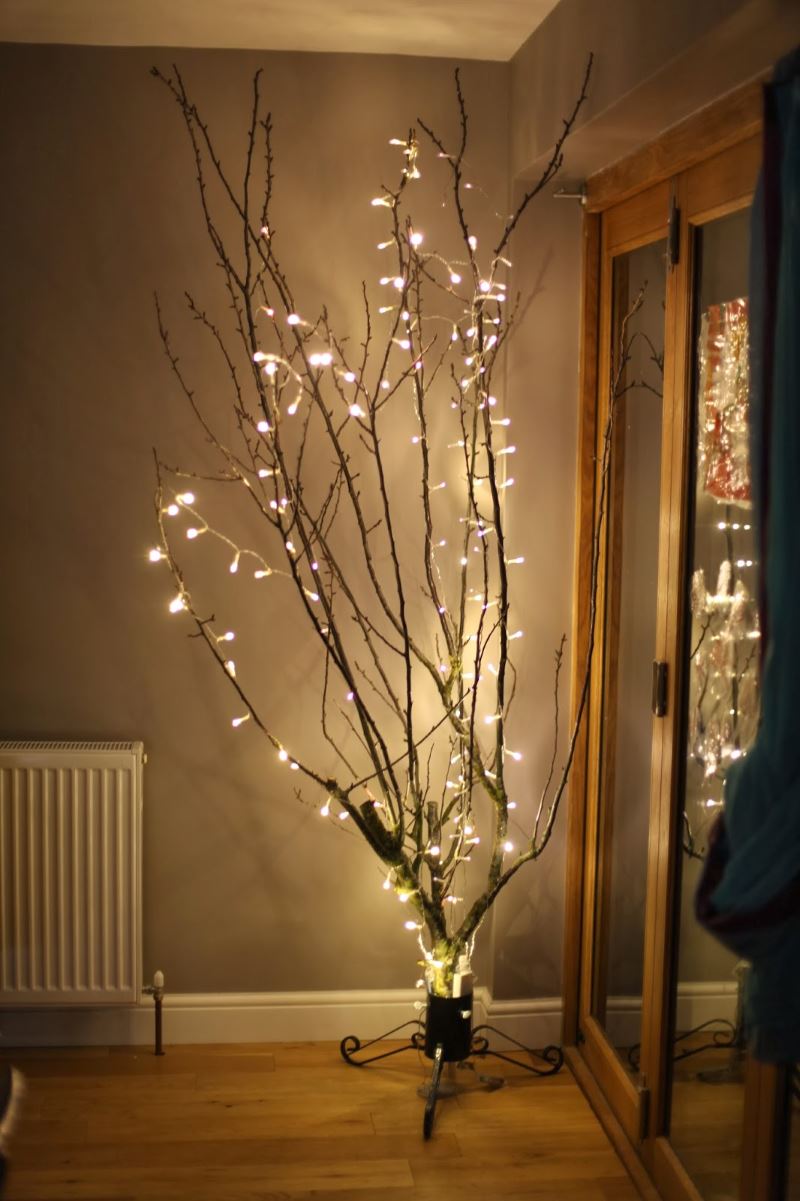 Indoor tree branch with lights