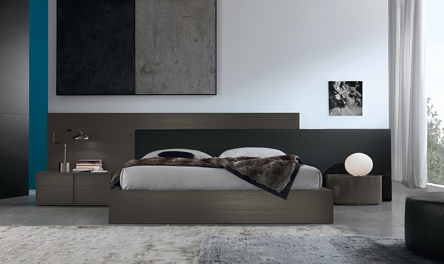 Interesting use of contrasting nightstands with common finish in the bedroom