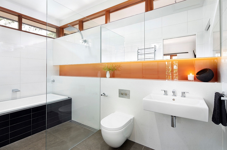 Modern Melbourne bathroom with a dash of orange