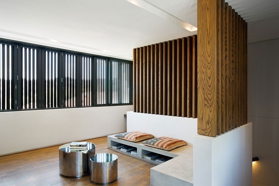 Natural wood brings visual warmth to the modern interior