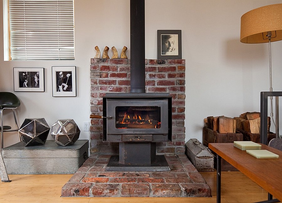 Old crates in the corner with firewood add organic elegance to the setting