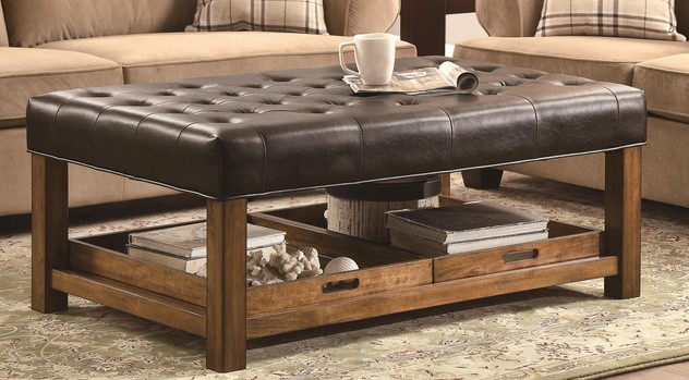 Ottoman With Tufted Seating And Removable Serving Trays By Coaster