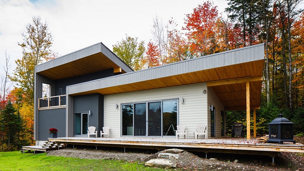 Outdoor porch around the house and a touch of gray for the exterior