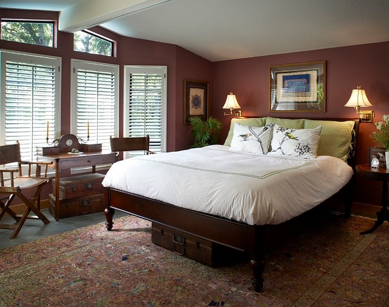 Pantone color of the year marsala used for the bedroom walls