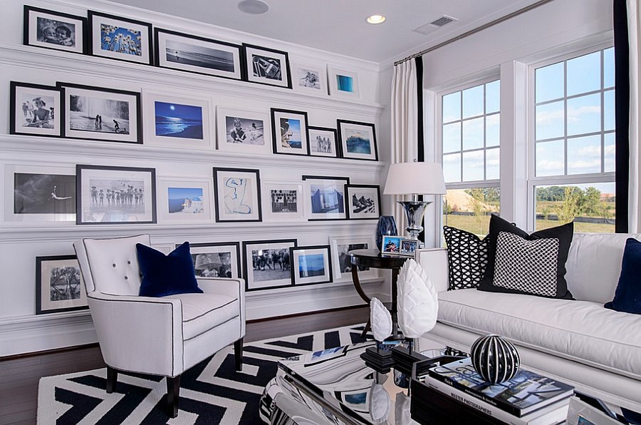 Picture ledges used to create an inimitable gallery wall [Design: M/I Homes]