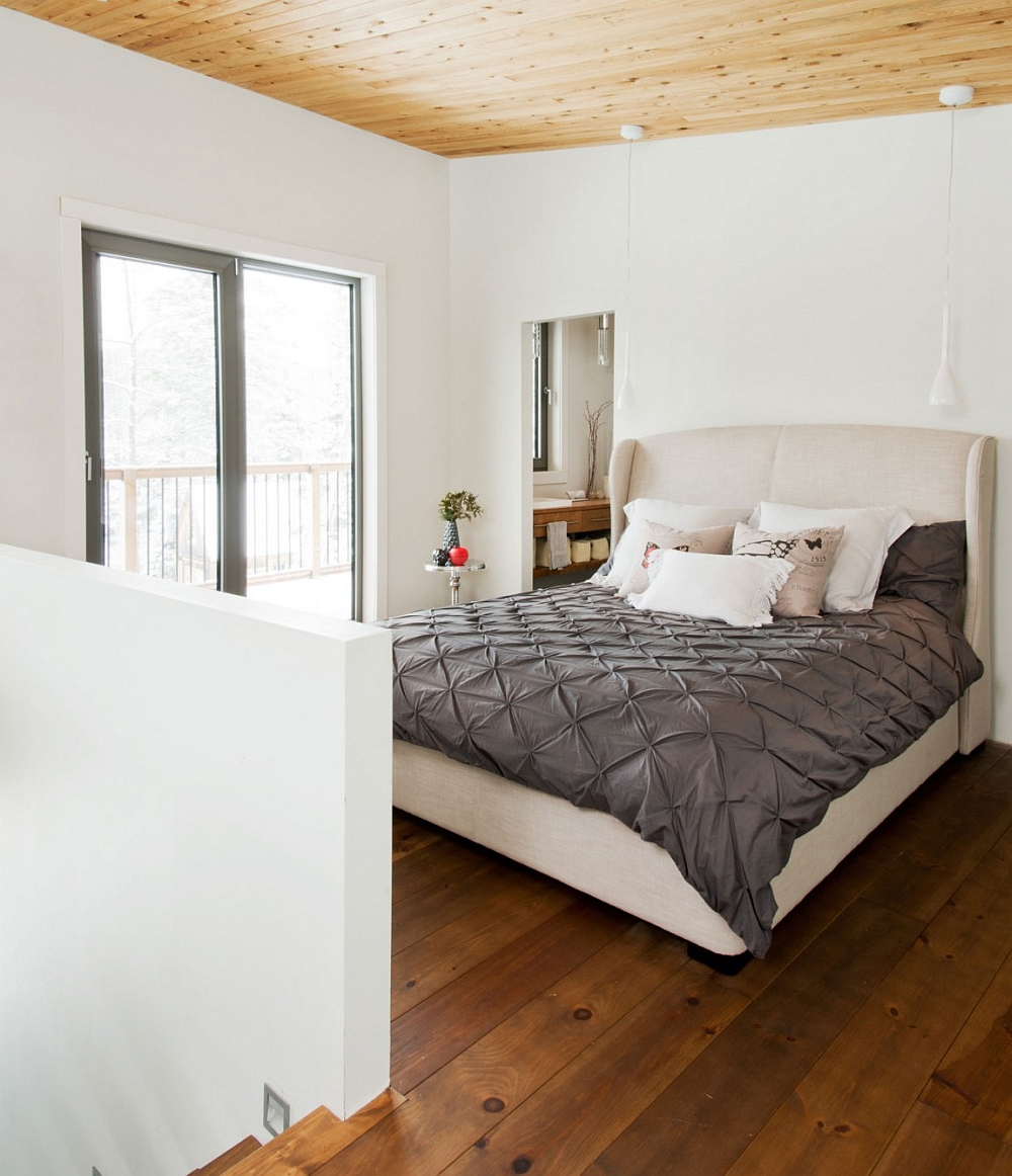 Plush bedroom in white and gray