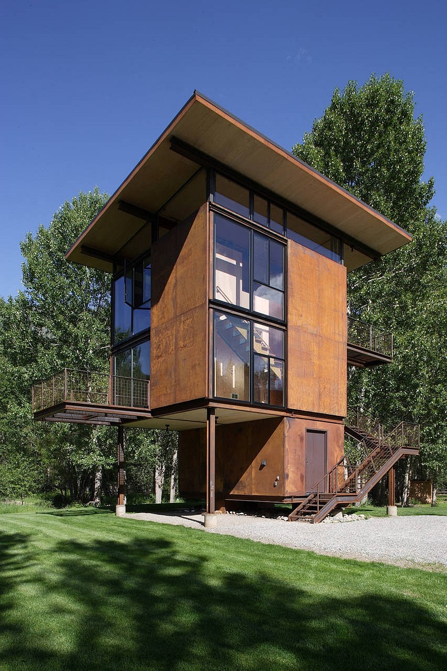 Retractable panels open up the cabin to the view outside