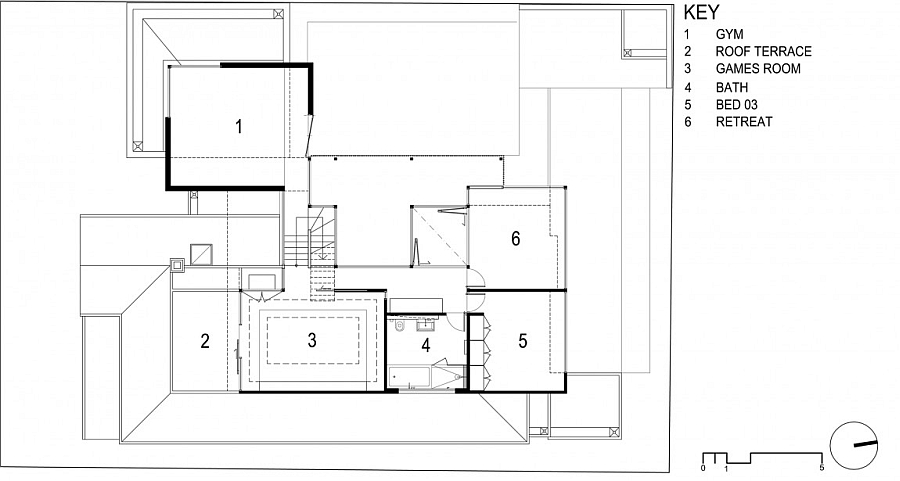 Second level floor plan of the contemporary Aussie home in Victoria