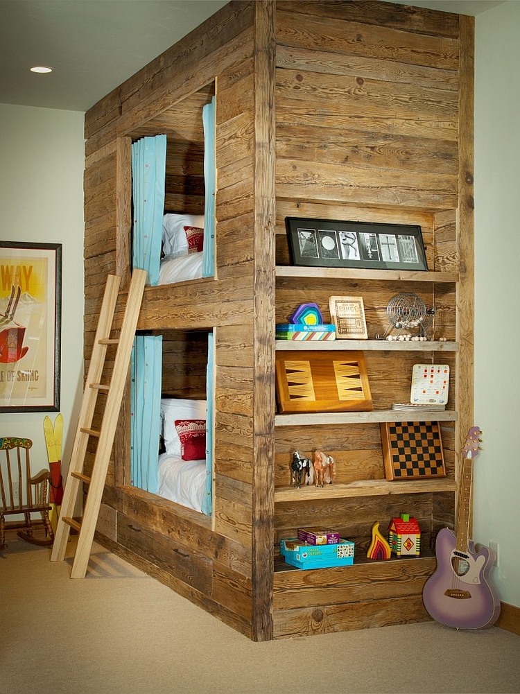 Shape a unique bunk bed for the rustic kids' room