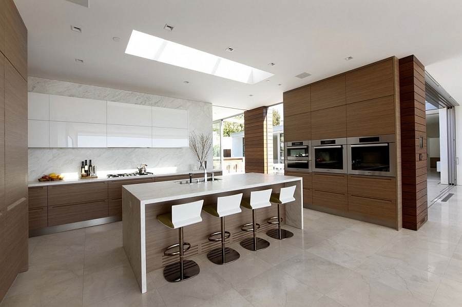 Skylight brings more natural light into the gorgeous modern kitchen