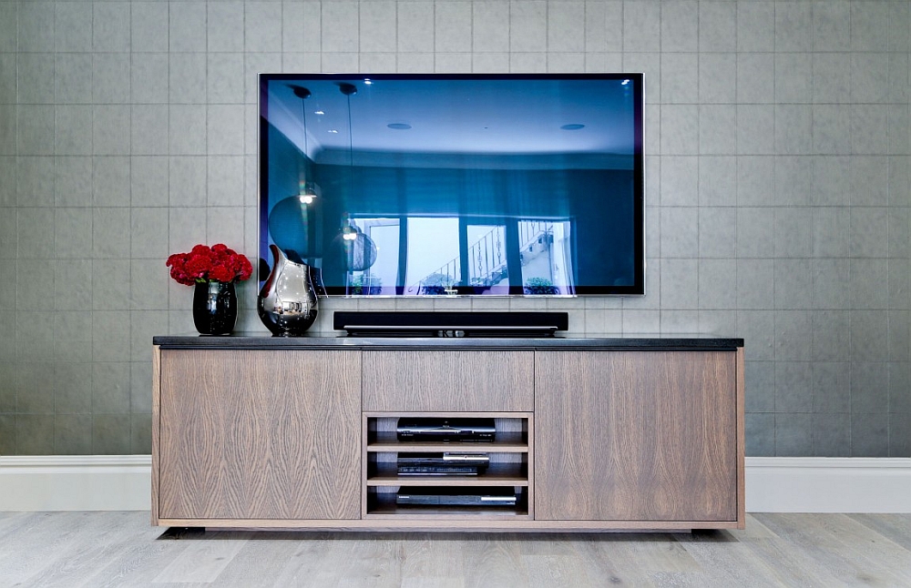 Sleek wooden TV Cabinet tucks away the entertainment center