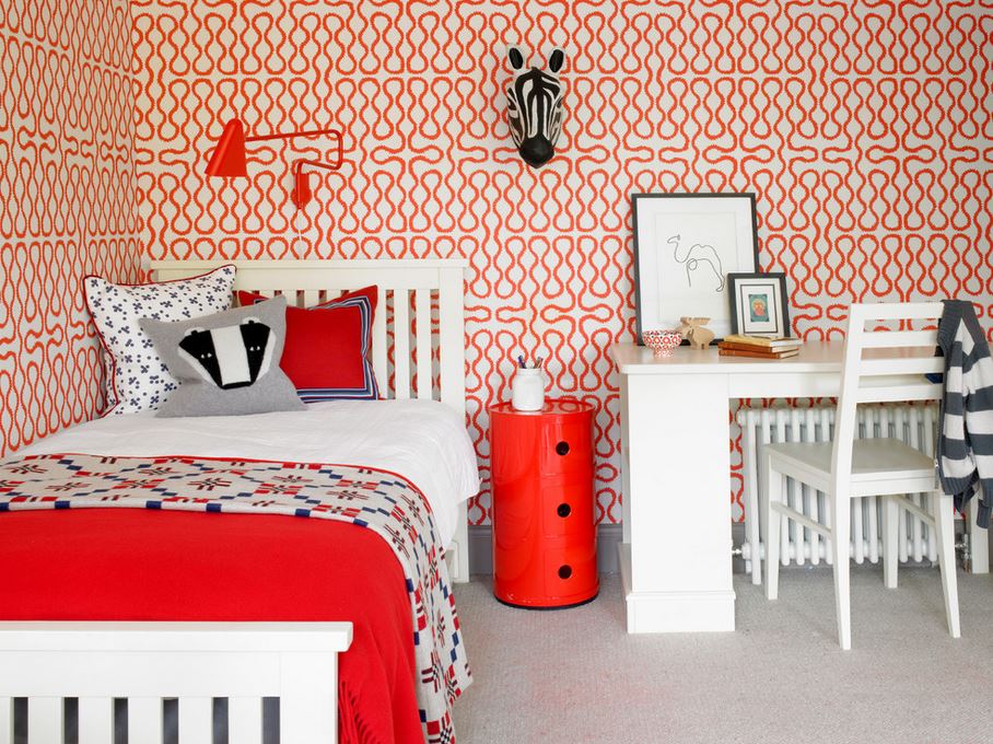 Statement wallpaper in a modern children's room