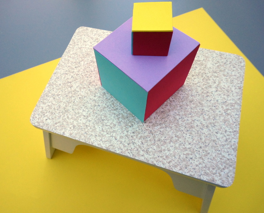 Step stool with contact paper