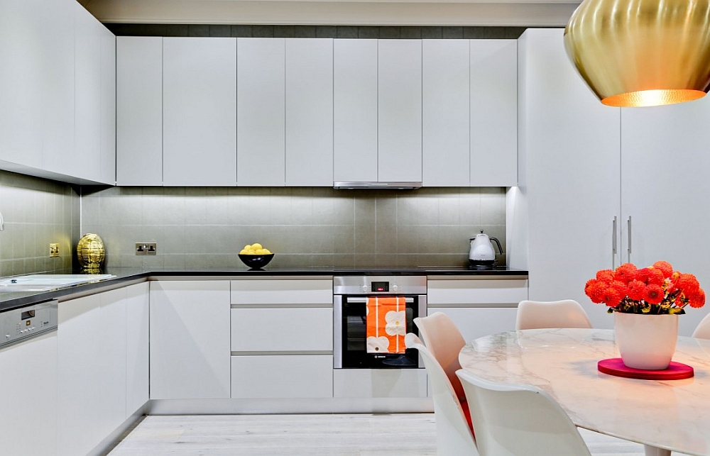 Stylish contemporary kitchen in white and gray