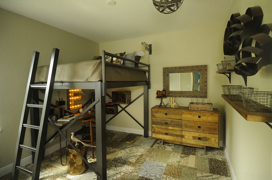 Stylish kids' bedroom with rustic and industrial touches [Design: Lisa Michael Interiors]