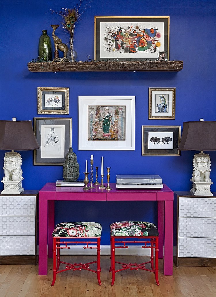 Versatile Parsons Desk in hot pink steals the show here [Design: Design Manifest]