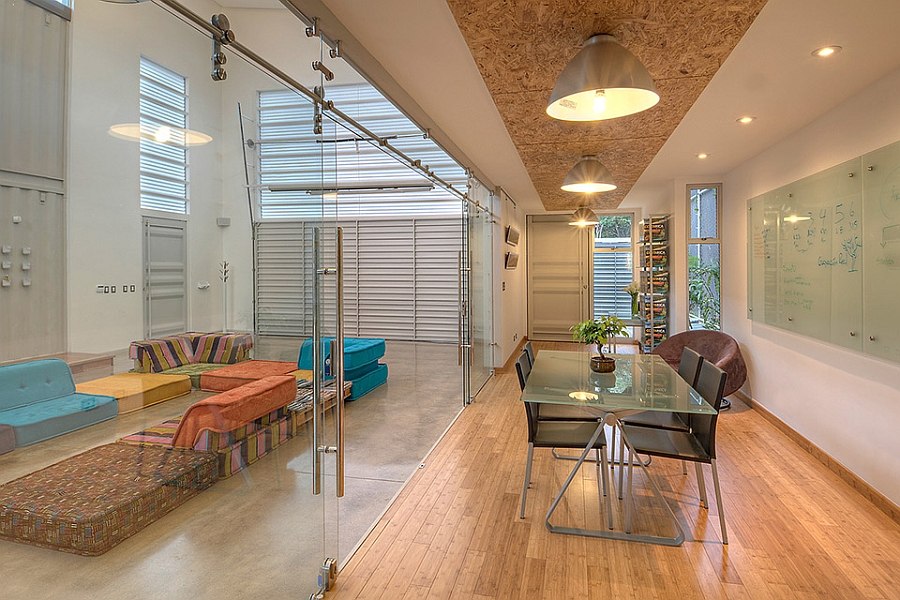 View of the home office on the lower level of the house