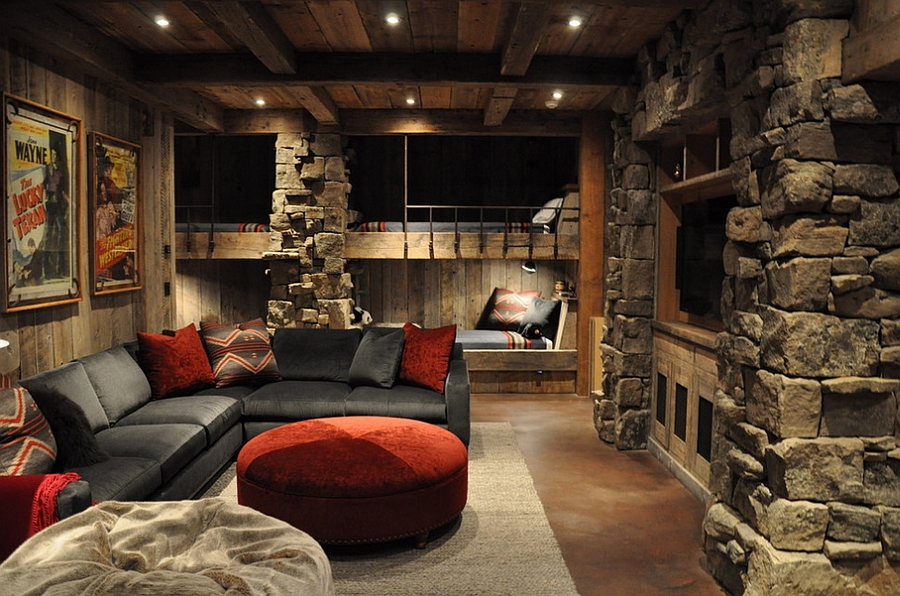 Winter cabin inspired kids' bedroom with bunk beds [Design: Highline Partners]