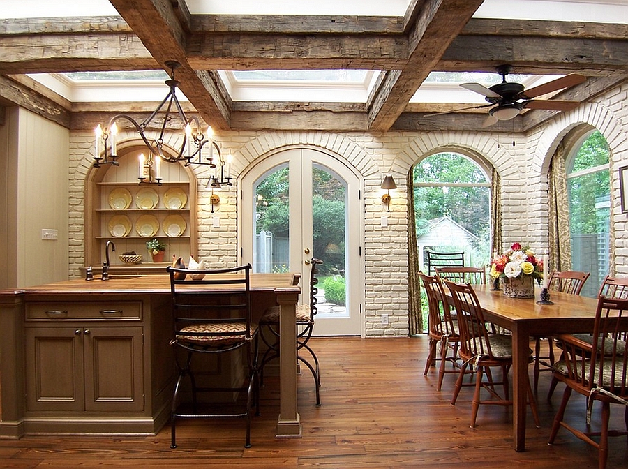 Wooden beams give the kitchen a rustic charm [Design: Brian Patterson Designs]