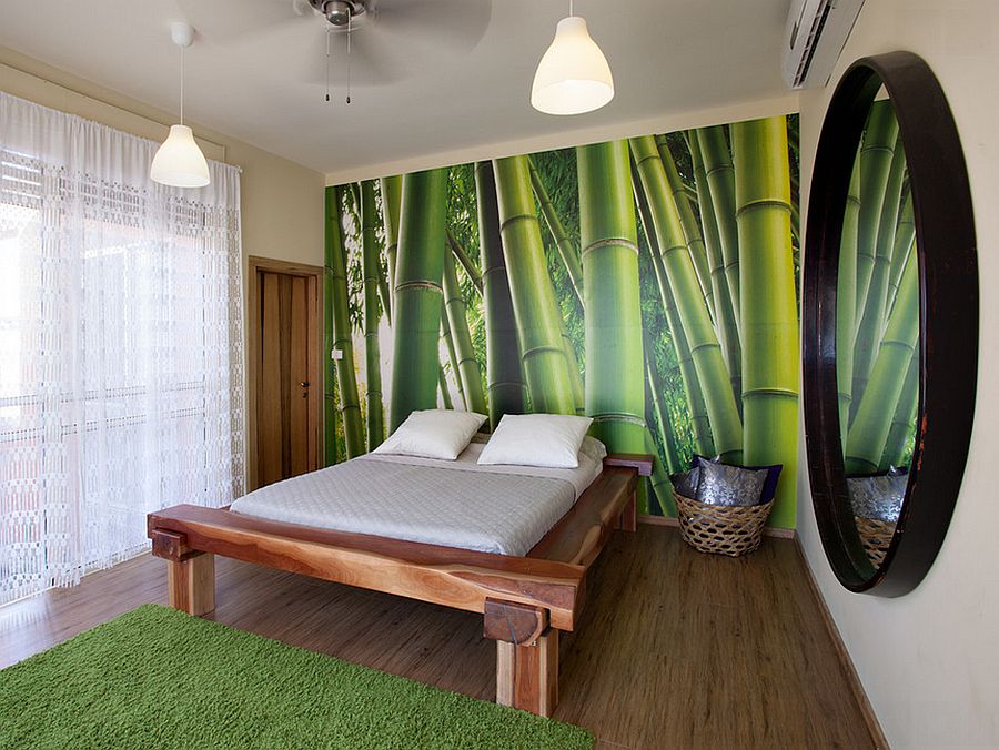 Bedroom With Light Bamboo Floors Decorating