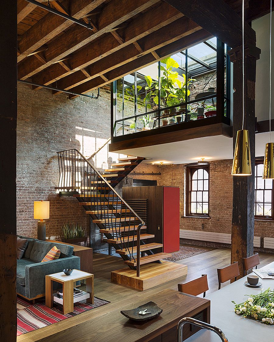 Beautiful staircase connects the living area with the mezzanine level