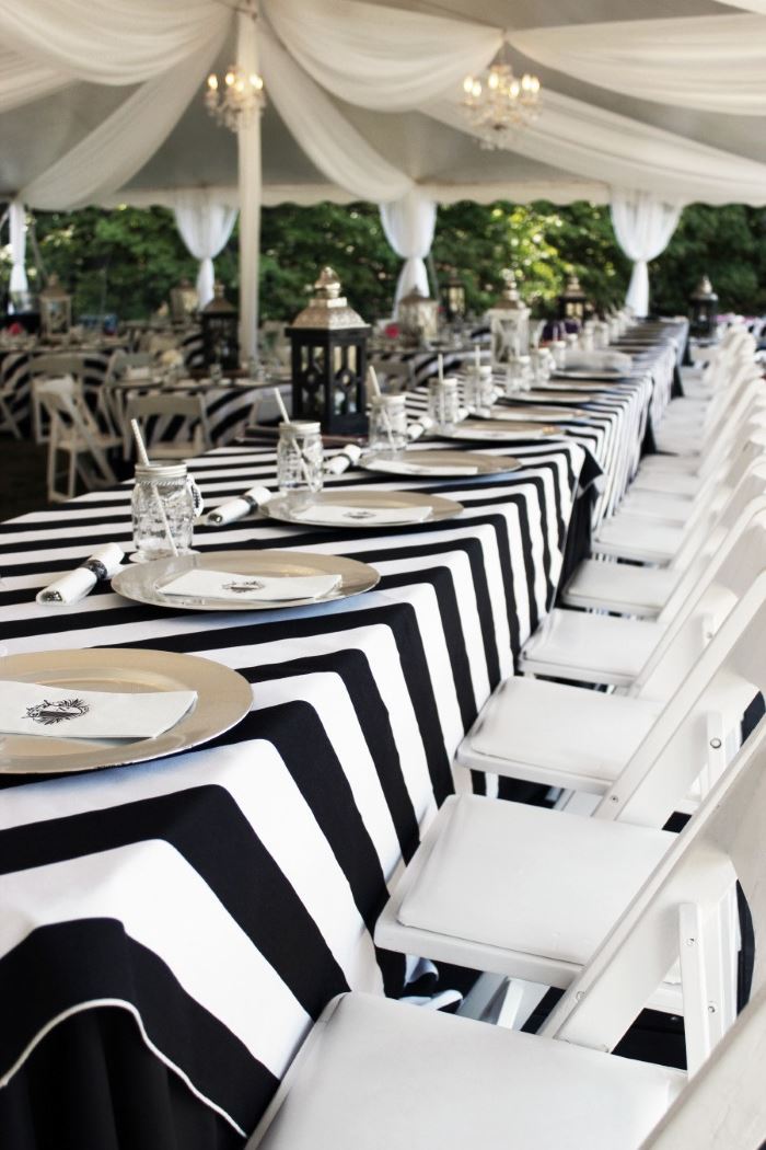 Black and White Stripe Table Setting