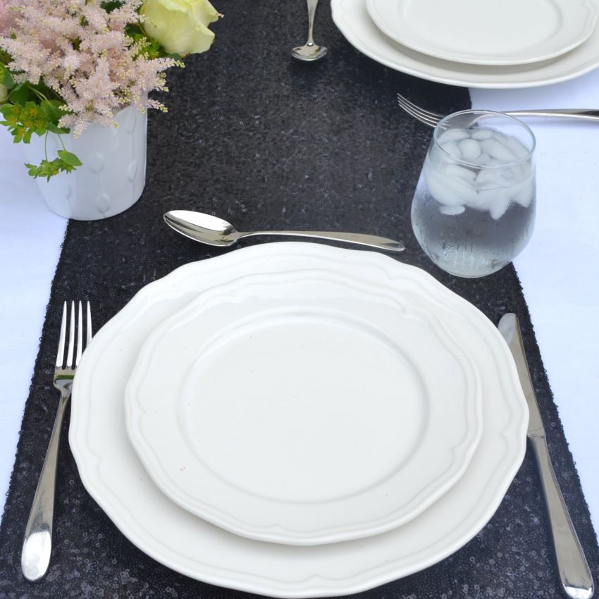 Black sequin table runner from The Sweet Hostess