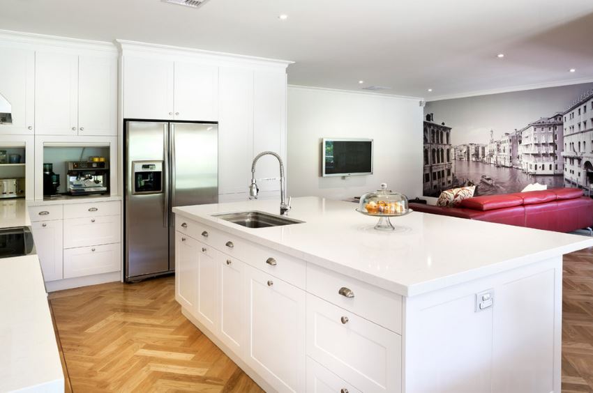 Cake stand as a focal point of a kitchen island