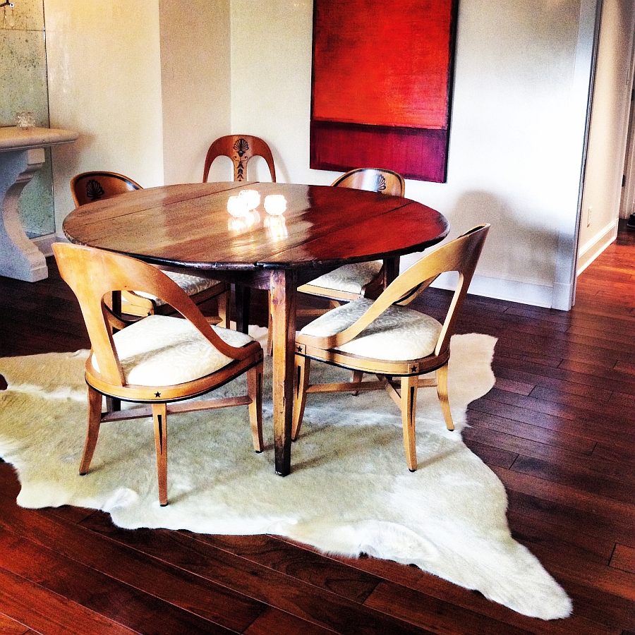 Cowhide rig for the small dining room