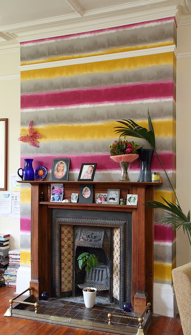 Create a bright and funky accent addition with colorful wallpaper [Design: Dulux Design Service]