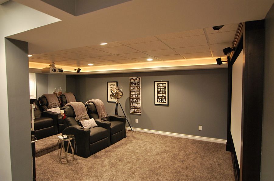 Elegant Basement Home Theater Keeps Things Simple 