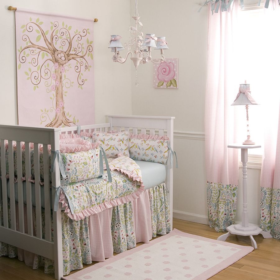 Elegant use of pink in the bright and beautiful nursery [Design: Carousel Designs]