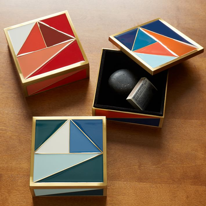 Enamel tile boxes from West Elm