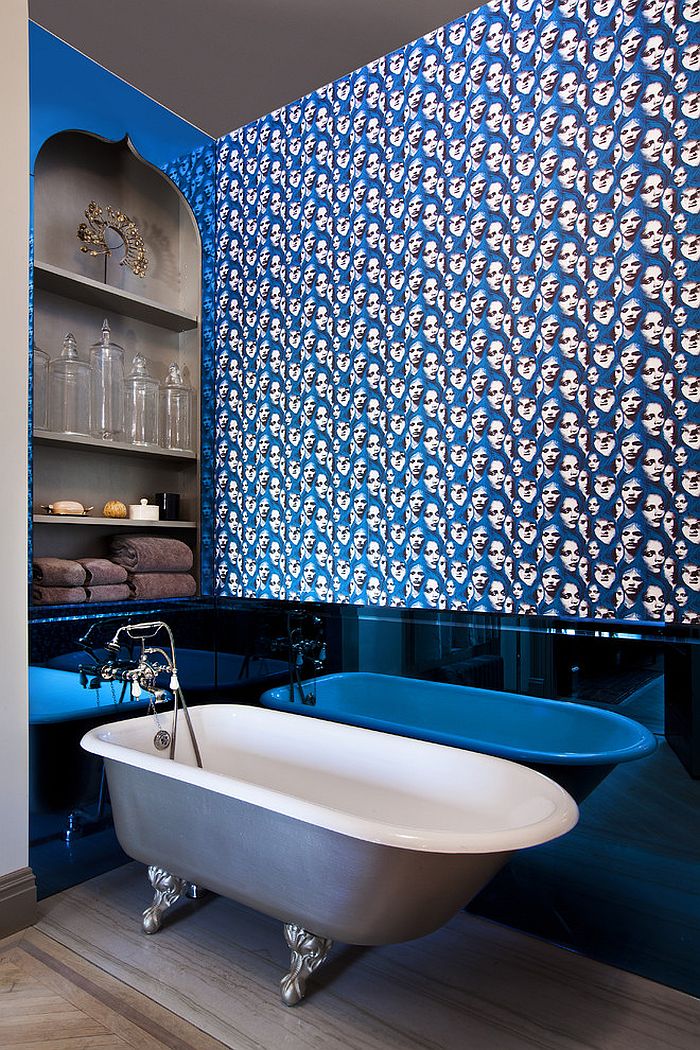 Exceptional way of adding blue to the bathroom [Design: JP Warren Interiors]