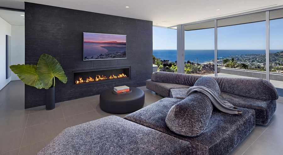 Exquisite living area with a view of Laguna Beach