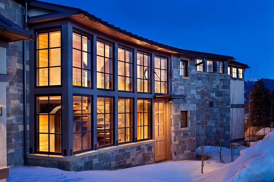 Exterior of the vacation home clad in stone