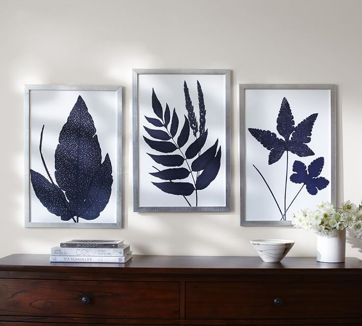 Framed indigo ferns from Pottery Barn