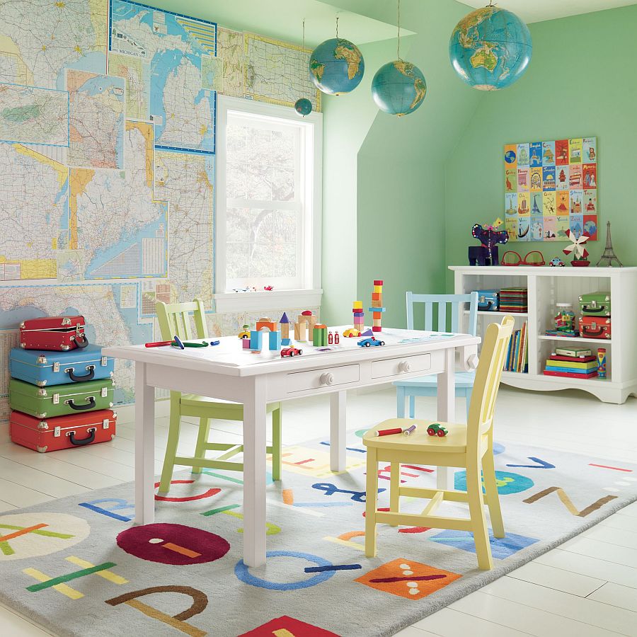 Hang those globes in style in the kids' playroom