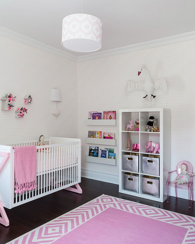 Hints of pink add chic glam to the contemporary nursery [Design: SISSY+MARLEY]