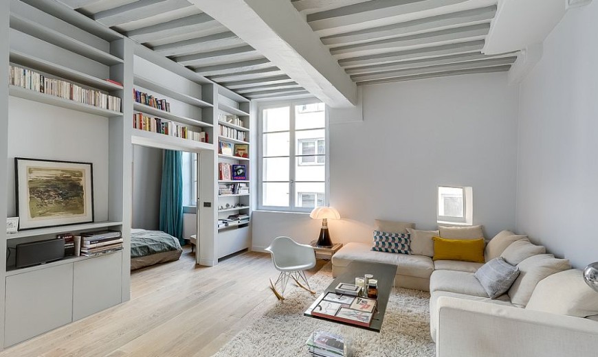 Small Apartment in Paris Gets a Chic, Space-Conscious Makeover