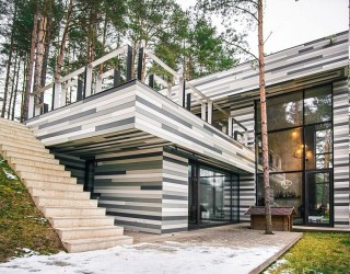 Forest House Gets Stunning Exterior with Different Shades of Grey Tiles