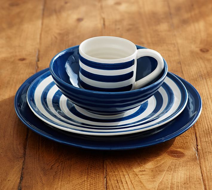 Indigo striped dinnerware from Pottery Barn