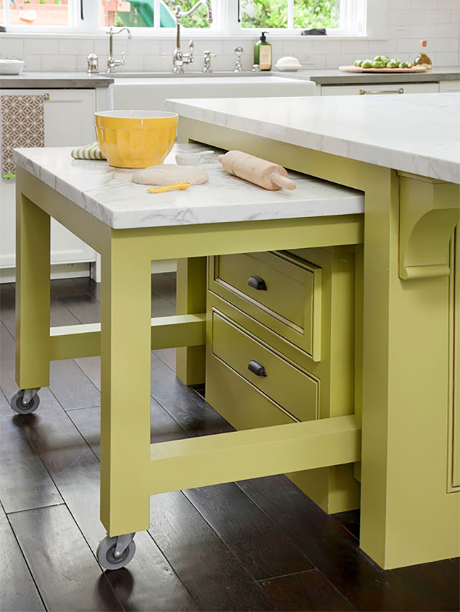 Lime Green Slide Out Counter Space