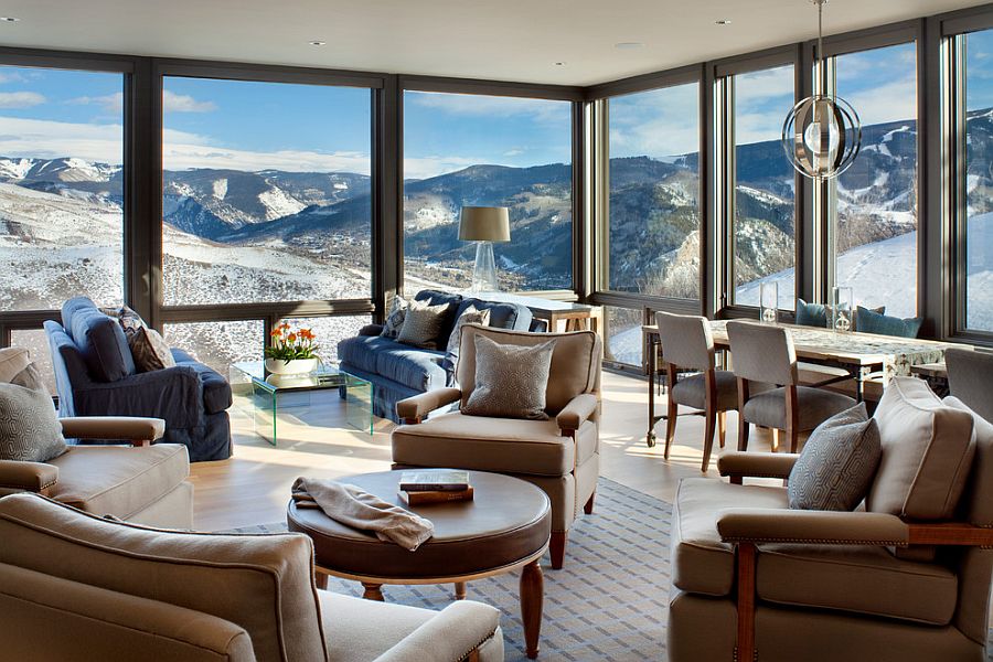 living room with mountain view