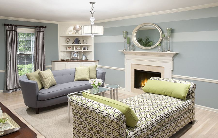 Lovely light blue and white bring elegance to the living room