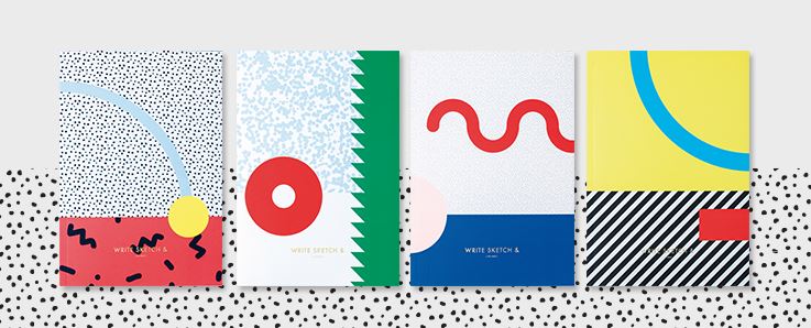 Memphis-style notebooks from Write & Sketch