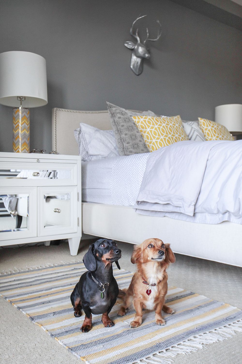 Mirrored bedroom table adds chic style to the space