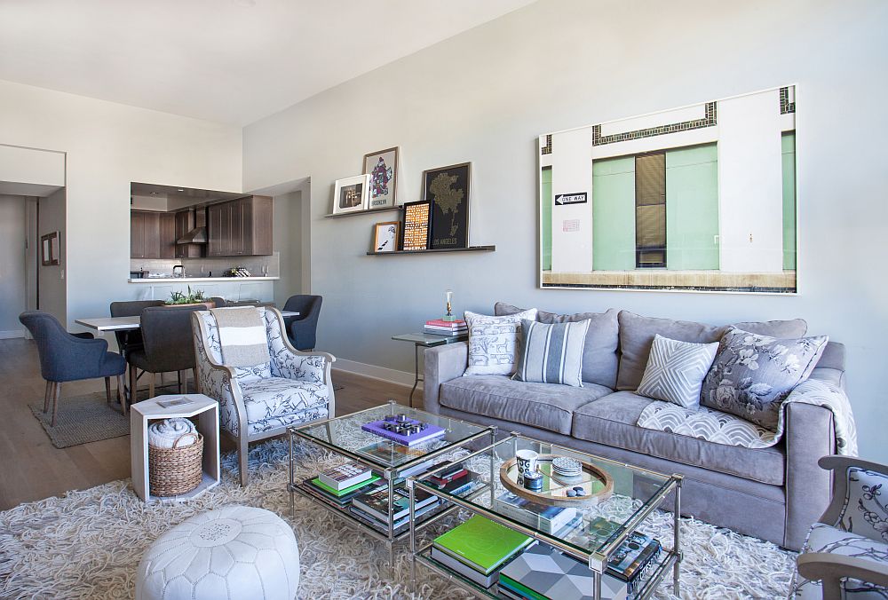 Open plan living area with kitchen and dining space