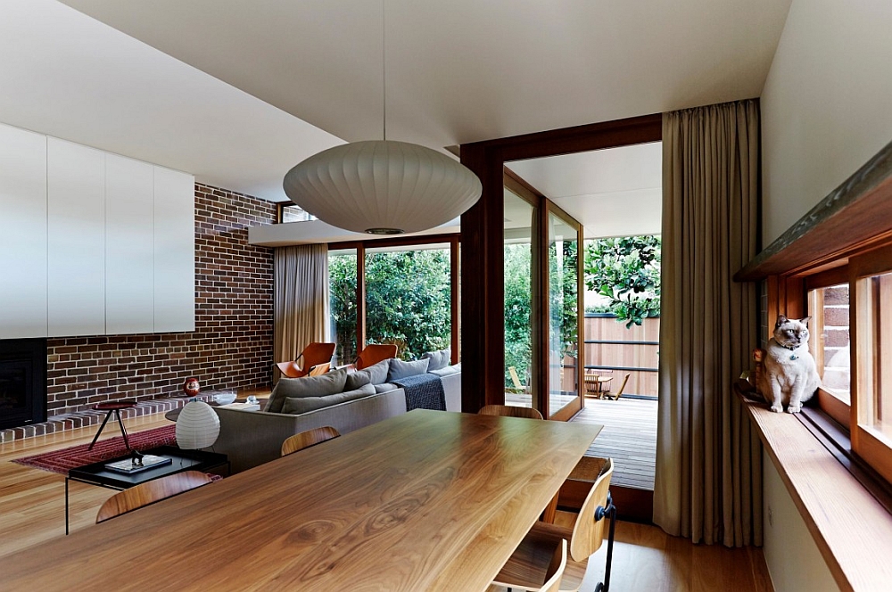 Open plan living area with midcentury modern style